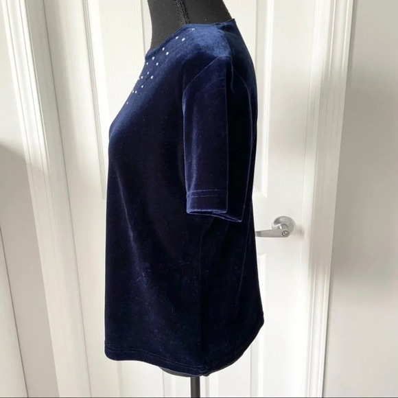 Vintage Y2K Nancy Bolen City Girl Velvet Rhinestones Accents  Stretchy Top - Picture 2 of 14
